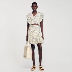 Femme SANDRO Top Fleuri à Volants
