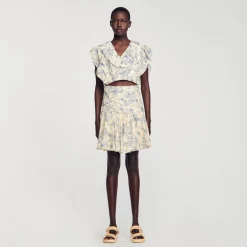Femme SANDRO Top Fleuri à Volants