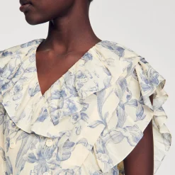 Femme SANDRO Top Fleuri à Volants
