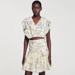 Femme SANDRO Top Fleuri à Volants