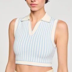 Femme SANDRO Top Rayé En Maille