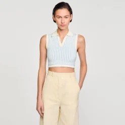 Femme SANDRO Top Rayé En Maille
