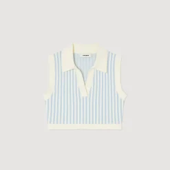 Femme SANDRO Top Rayé En Maille