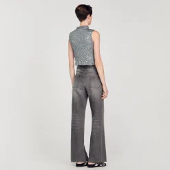 Femme SANDRO Top Smocké à Sequins