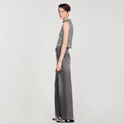 Femme SANDRO Top Smocké à Sequins