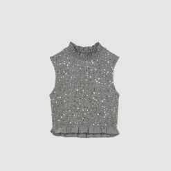 Femme SANDRO Top Smocké à Sequins