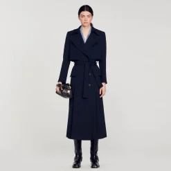 Femme SANDRO Trench Long à Découpes Côtés