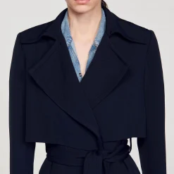 Femme SANDRO Trench Long à Découpes Côtés