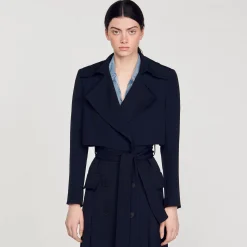 Femme SANDRO Trench Long à Découpes Côtés