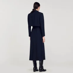 Femme SANDRO Trench Long à Découpes Côtés