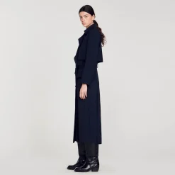 Femme SANDRO Trench Long à Découpes Côtés