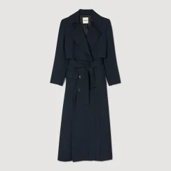 Femme SANDRO Trench Long à Découpes Côtés