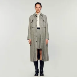 Femme SANDRO Trench Pied-de-poule