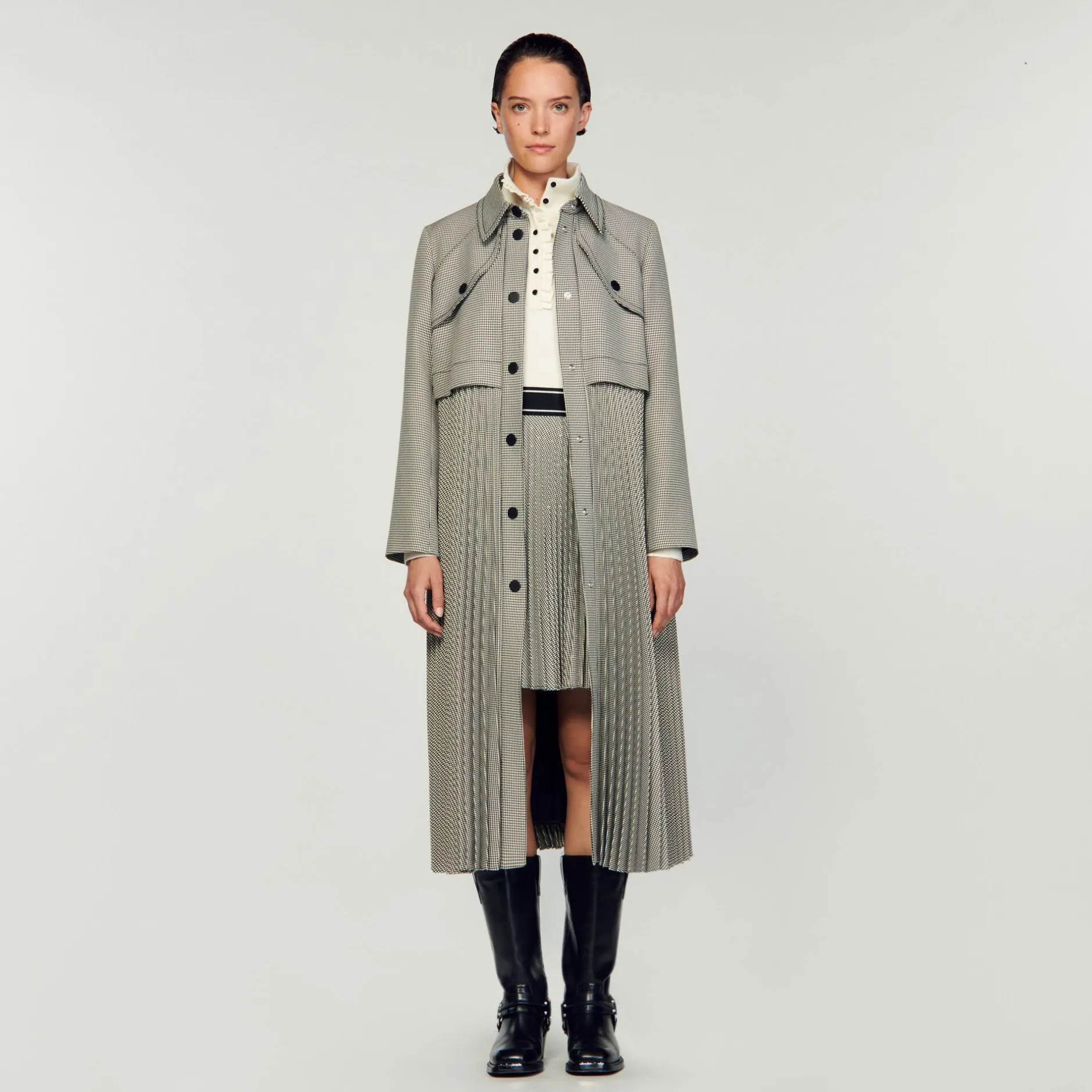 Femme SANDRO Trench Pied-de-poule