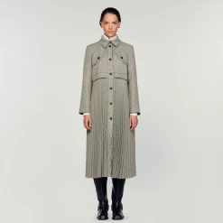 Femme SANDRO Trench Pied-de-poule