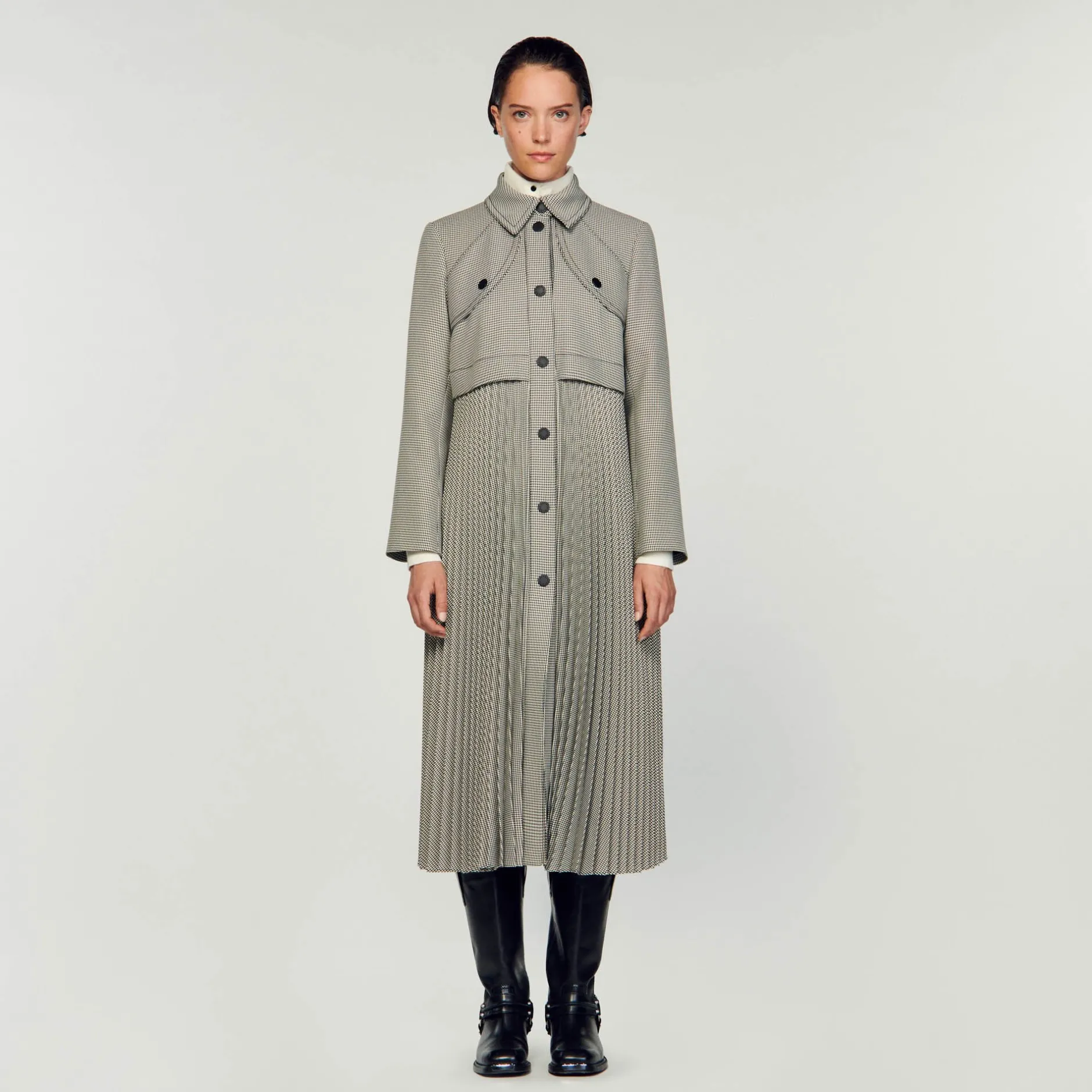 Femme SANDRO Trench Pied-de-poule