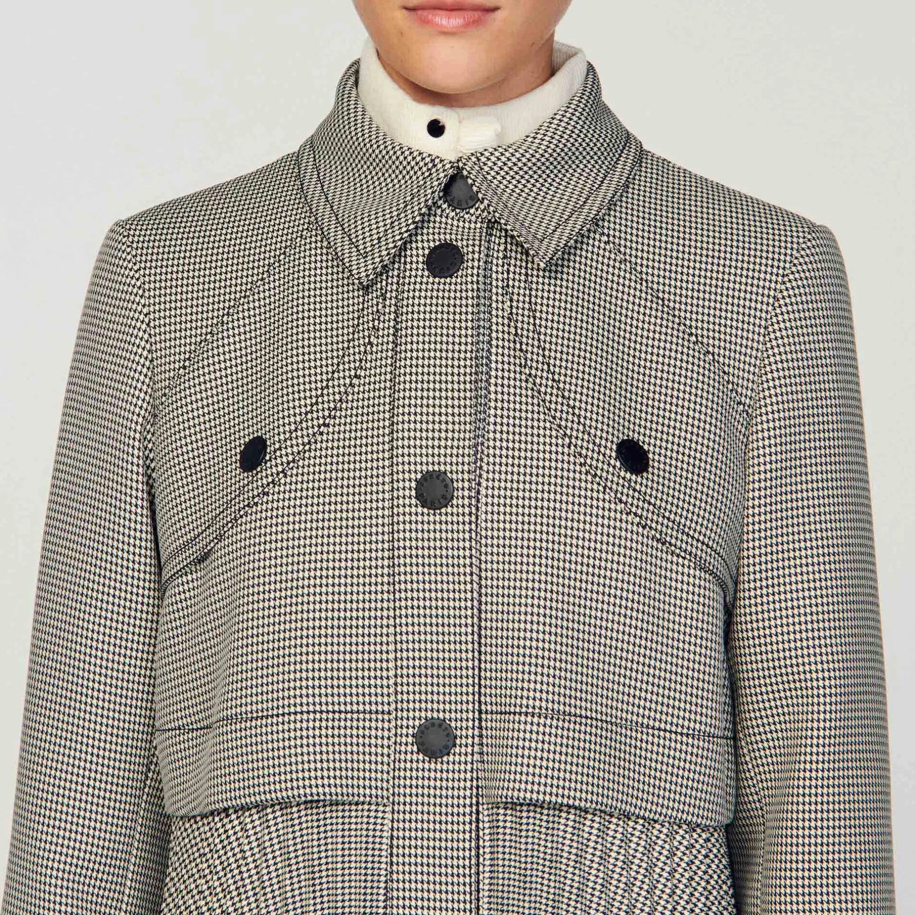 Femme SANDRO Trench Pied-de-poule