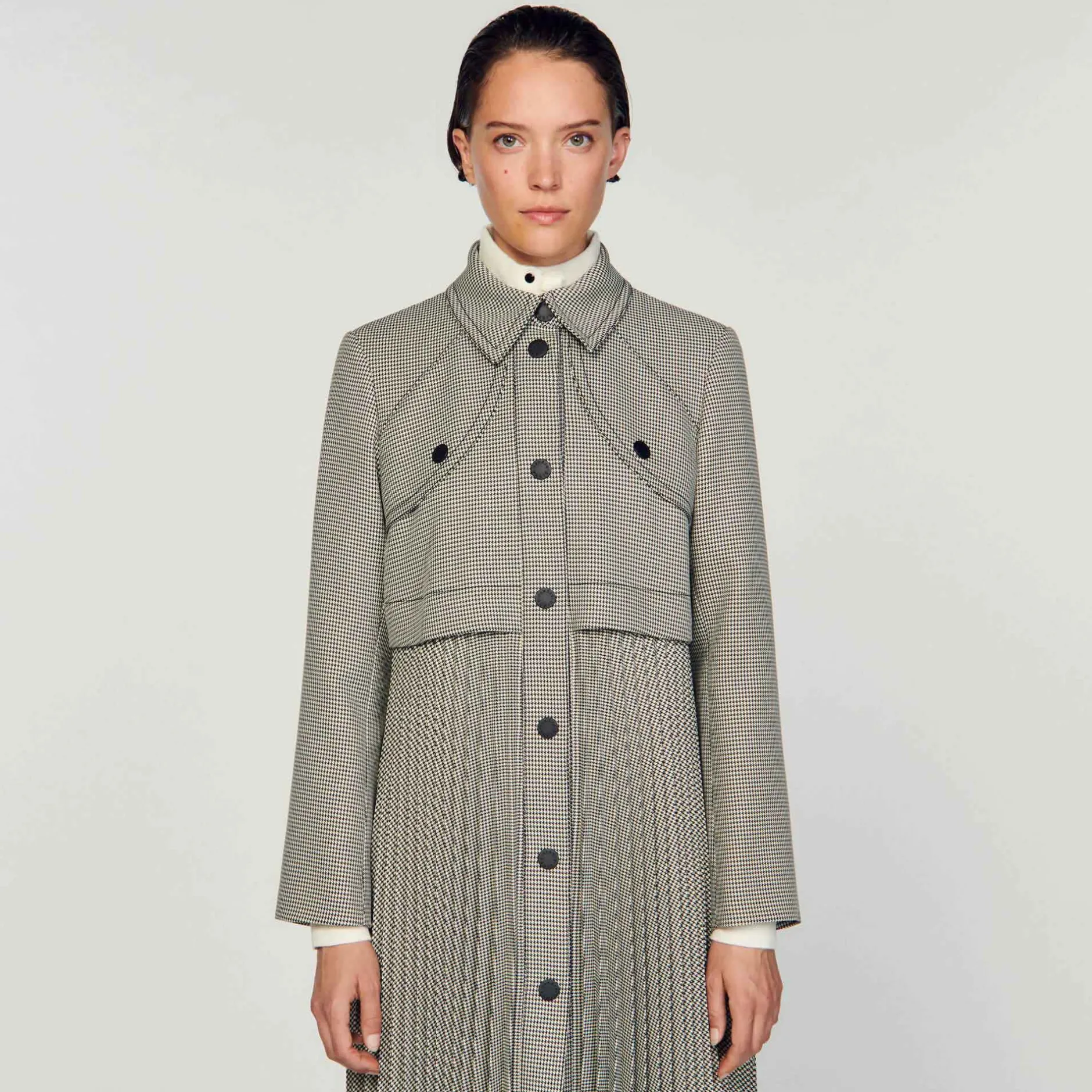 Femme SANDRO Trench Pied-de-poule