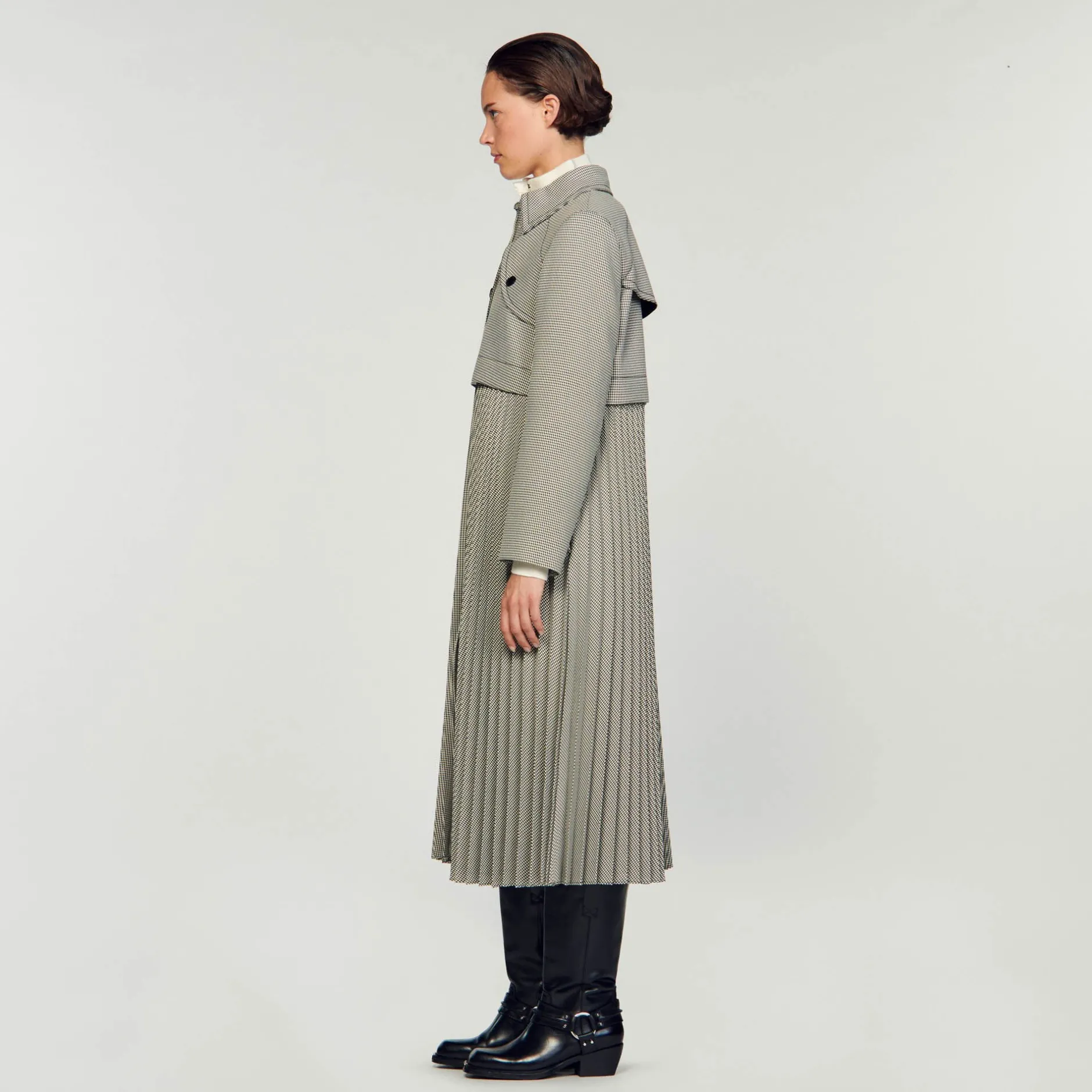 Femme SANDRO Trench Pied-de-poule