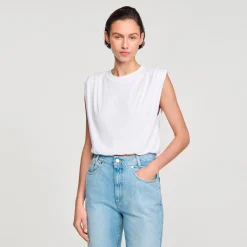 Femme SANDRO T-shirt Court En Coton