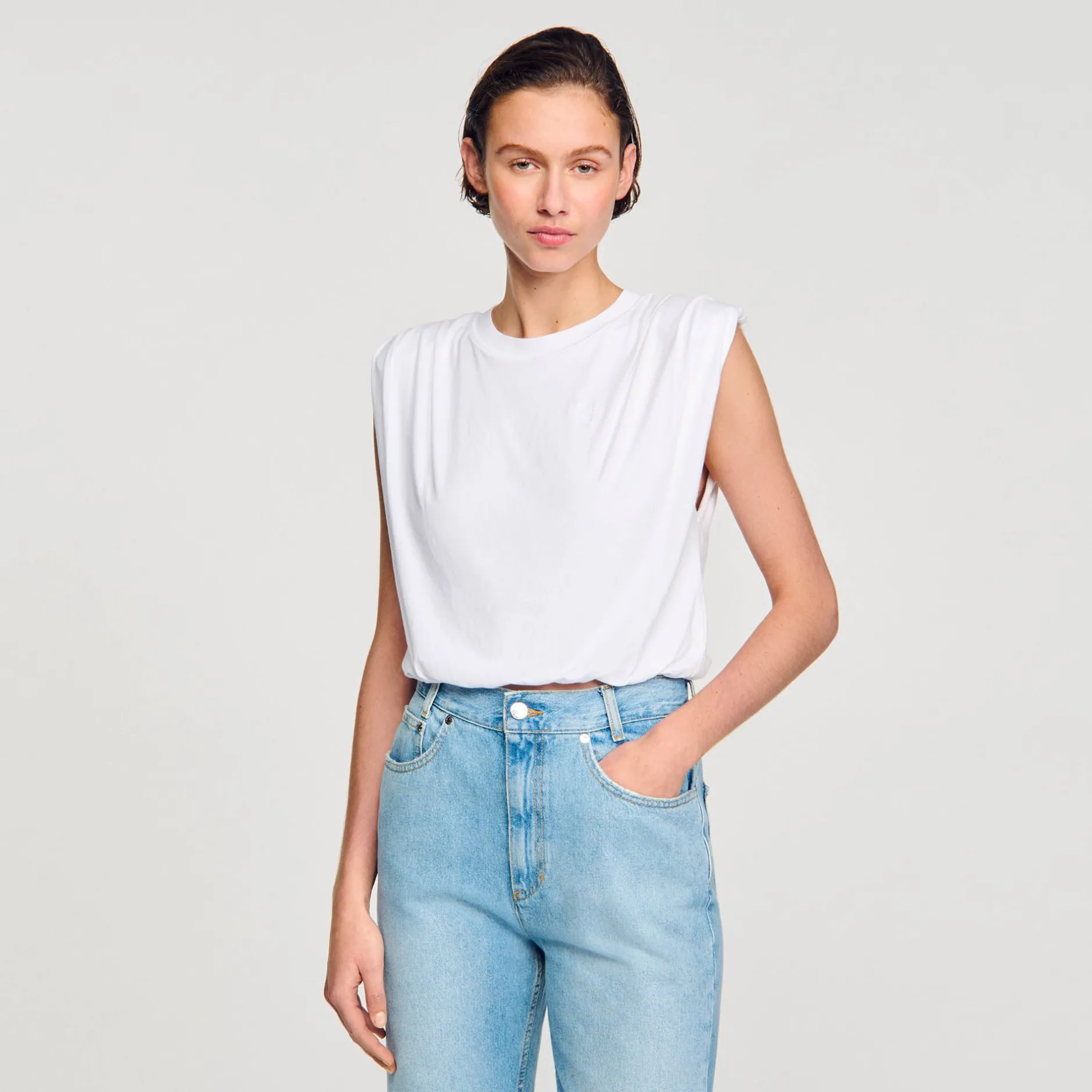 Femme SANDRO T-shirt Court En Coton