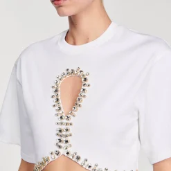 Femme SANDRO T-shirt Court Strassé