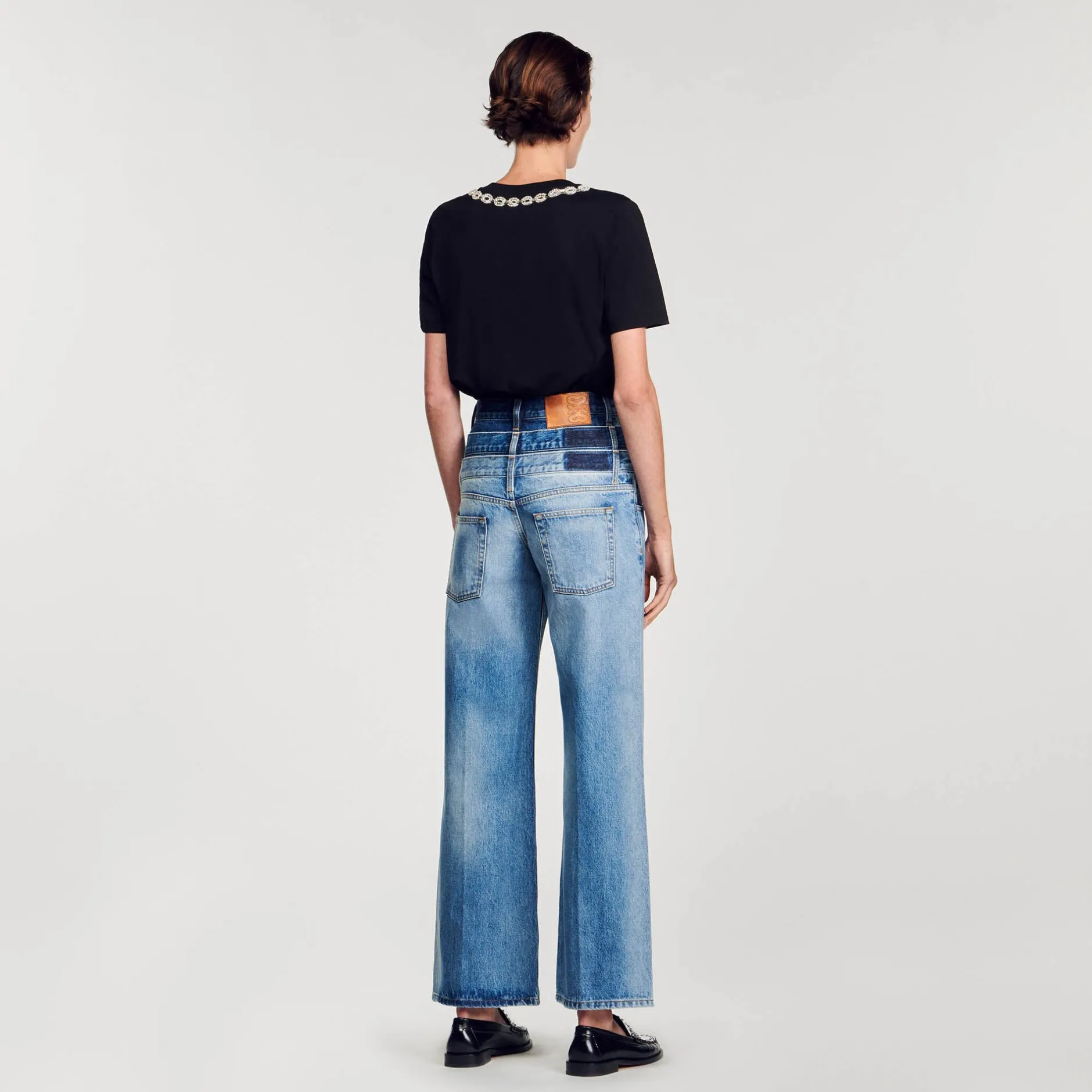 Femme SANDRO T-shirt En Coton Biologique Col Bijou