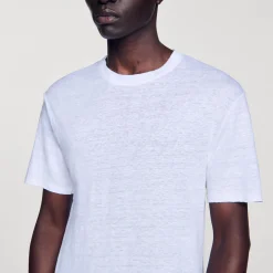 Homme SANDRO T-shirt En Lin Certifié