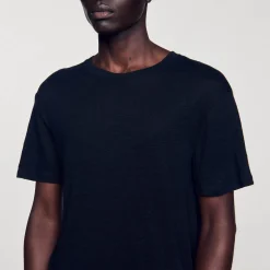 Homme SANDRO T-shirt En Lin Certifié