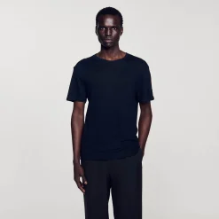 Homme SANDRO T-shirt En Lin Certifié