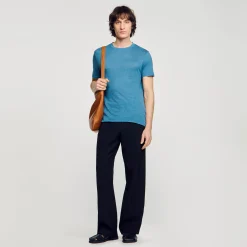 Homme SANDRO T-shirt En Lin Certifié