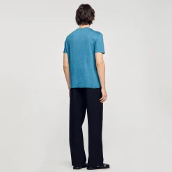 Homme SANDRO T-shirt En Lin Certifié
