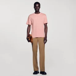 Homme SANDRO T-shirt En Lin Certifié