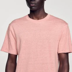 Homme SANDRO T-shirt En Lin Certifié