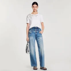 Femme SANDRO T-shirt Orné De Strass