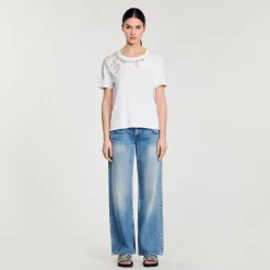Femme SANDRO T-shirt Orné De Strass