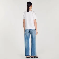 Femme SANDRO T-shirt Orné De Strass