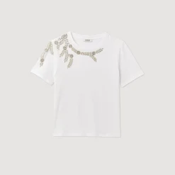 Femme SANDRO T-shirt Orné De Strass