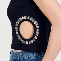 Femme SANDRO T-shirt Orné De Strass