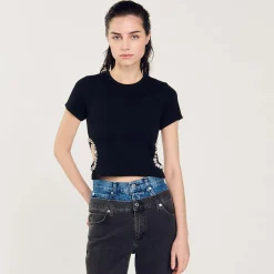 Femme SANDRO T-shirt Orné De Strass