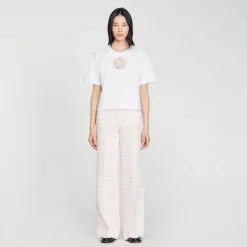Femme SANDRO T-shirt Rose Strass