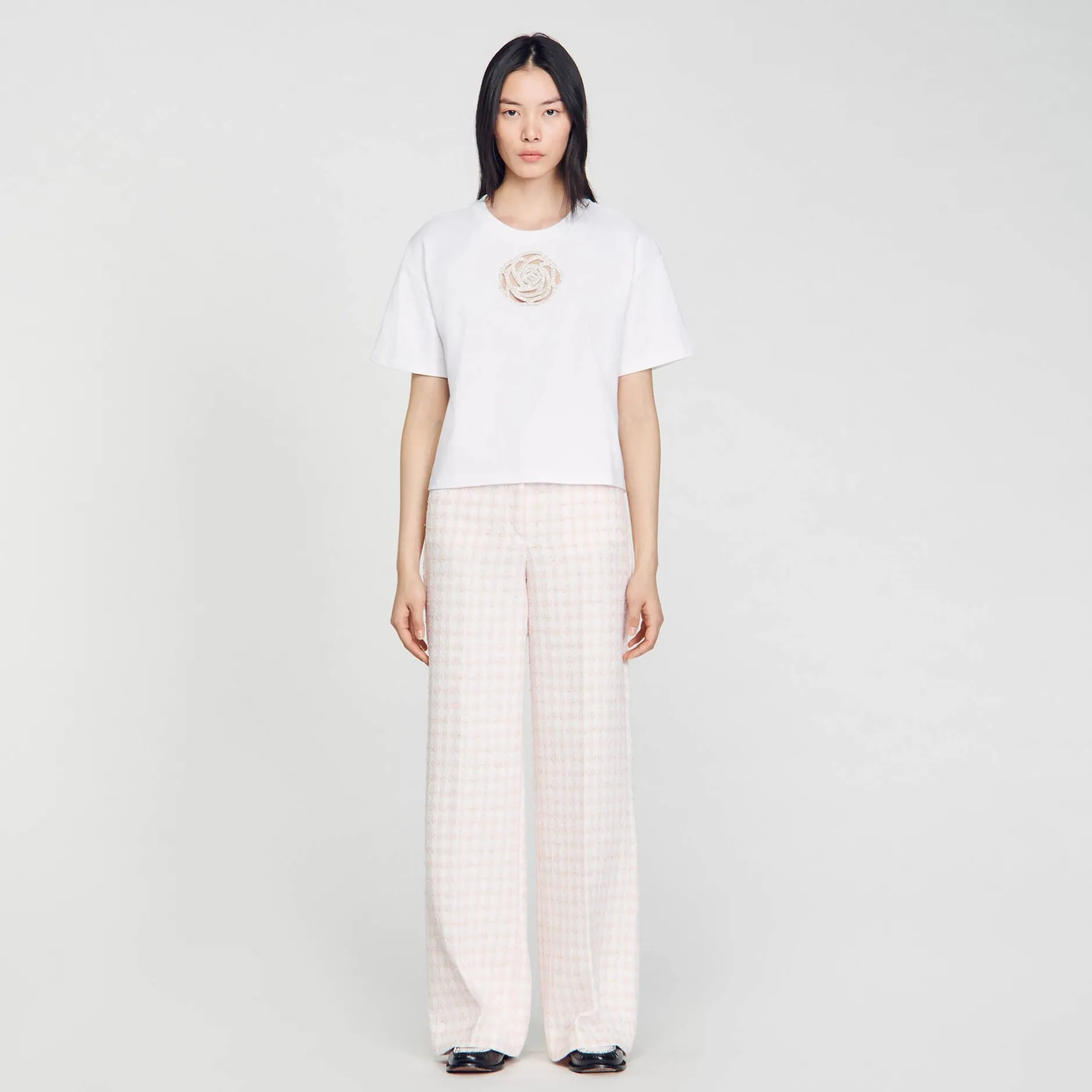 Femme SANDRO T-shirt Rose Strass