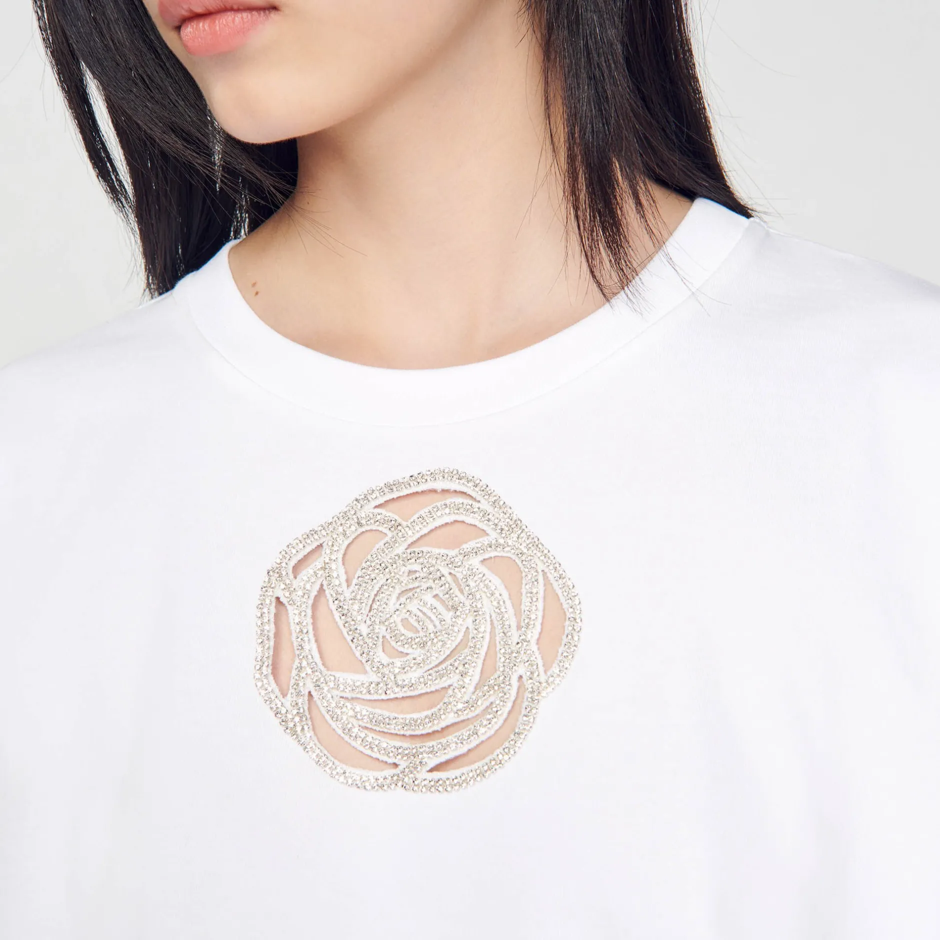 Femme SANDRO T-shirt Rose Strass