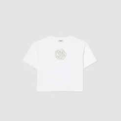 Femme SANDRO T-shirt Rose Strass