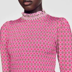 Femme SANDRO T-shirt Smocké Imprimé