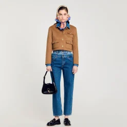 Femme SANDRO Veste Courte à Boutons