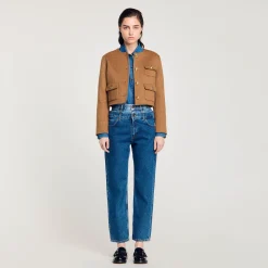 Femme SANDRO Veste Courte à Boutons
