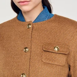 Femme SANDRO Veste Courte à Boutons