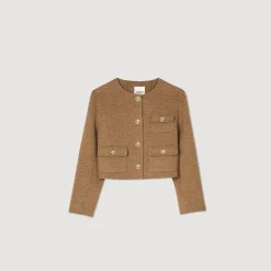 Femme SANDRO Veste Courte à Boutons