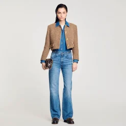 Femme SANDRO Veste Courte à Carreaux